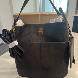 Chocolate Suede Bucket Bag